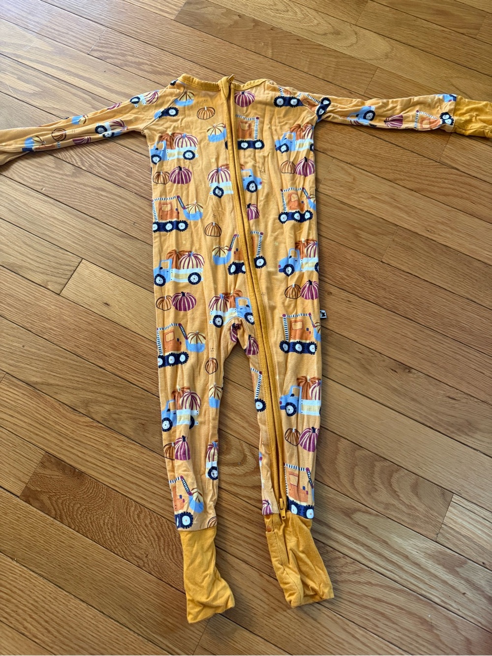 Kids bamboo Yellow Pumpkin & Tractor One-Piece Pajama